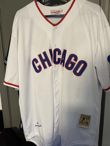 ERNIE BANKS #14 Cubs Mitchell & Ness CoopersTown Jersey White Sewn Authentic NWT Cover