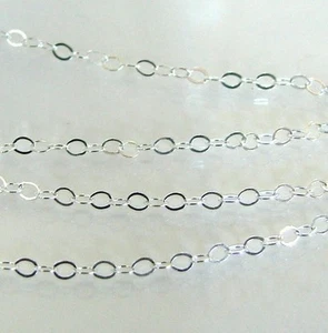 50 Feet Sterling Silver 1.3mm Flat Cable Chain, Made in USA - Picture 1 of 1