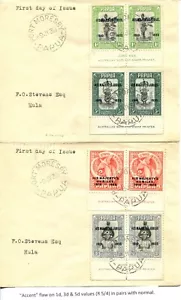 PAPUA 1935 SILVER JUBILEE ACCENT FLAWS SG150a, 152a/53a IMPRINT PAIRS ON FDCS - Picture 1 of 1