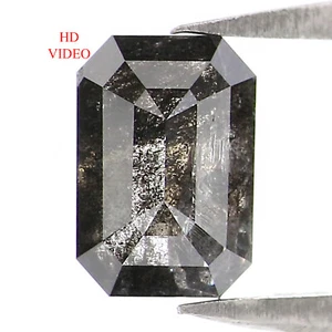 0.84 CT Natural Loose Emerald Cut Diamond 6.55 MM Salt And Pepper Diamond LQ2970 - Picture 1 of 8