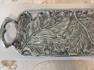 Aufregendes rechteckiges Tablett ziseliert Silberlegierung modern Woodlands Adirondack Design - Bild 1 von 5