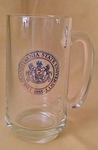 PENNSYLVANIA STATE UNIVERSITY STEIN GLASS EMBLEM 1855 BLUE GOLD BARWARE MUG. - Picture 1 of 5