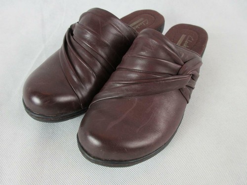 CLARKS COLLECTION LEISA DEINA SCARPE MULE ZOCCOLI BASSI PELLE MARRONE DONNA 8M USATE IN OTTIME CONDIZIONI