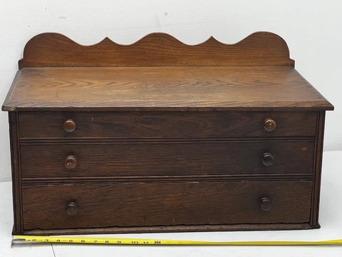 antique 3 drawer solid oak parts cabinet watch cabinet 1890s 26x12 Cover