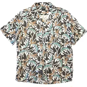 TODD SNYDER Mens Palm Print Camp Collar Short Sleeve Shirt Brown (MSRP $178) - Picture 1 of 3