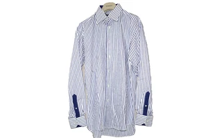 BRANDOLINI Italy Cotton White Purple Striped Long Sleeve Shirt Size:15 1/2 39 - Picture 1 of 6