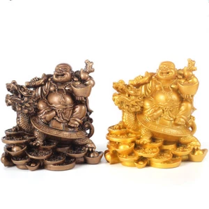 Laughing Chinese Buddha Wealth Dragon Turtle Money Feng Shui Luck Prosperity - Picture 1 of 6