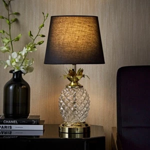 Glass Pineapple Touch Table Lamp 41CM Tall Dimmable LED Light Bulb Metallic Gold - Picture 1 of 16