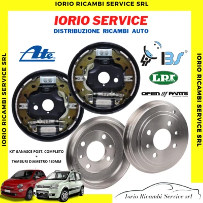 KIT GANASCE FRENI POSTERIORI COMPLETI CON TAMBURI 180 MM FIAT PANDA 169 500 +ABS - Immagine 1 di 4