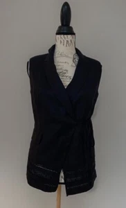 White House Black Market Tie Front Studio Vest Blazer Eyelet Jacket Size 4P - Picture 1 of 7