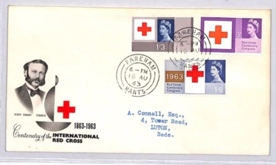 GB *RED CROSS CENTENARY* FDC 1963 Hants Fareham First Day Cover{samwells}ZE238 - Image 1 of 4