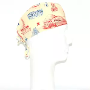 Patriotic American Landmark & Monument Theme Scrub Hat - Picture 1 of 1