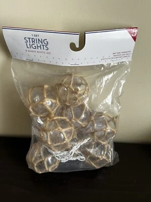 Target WONDERSHOP 8 White LED Jute Wrapped Ball Patio Light Set 3.5 FTWhite Wire - Image 1 of 2