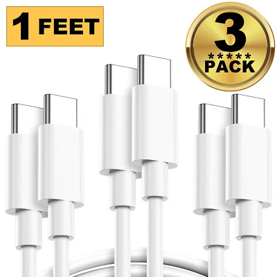 3x USB-C to USB-C Cable Fast Charger Type C Charging Cord Data SYNC 1/3/6/10 Ft - Image 1 of 4