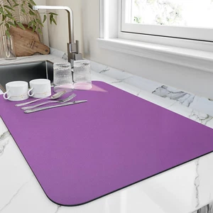 Dish Drying Mat for Kitchen Counter, Heat Resistant Drainer Mats with Non-Slip R - Picture 1 of 13