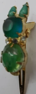 Vintage Kitty Cat Vassar Hair Clip Green Stones - Picture 1 of 10