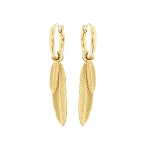ASHK London, Gold-Plated Feather Huggie Waterproof Earrings - Picture 1 of 1