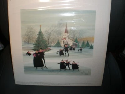 Litografía P Buckley Moss firmada nunca usada lista para enmarcar ALEGRÍA DE NAVIDAD Foto 1 de 4