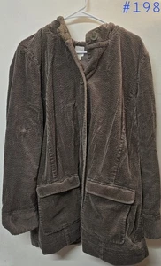 J.Jill Women's Heritage Tumbled Cord Coat Corduroy Hooded Brown Size XL Tall - Picture 1 of 11