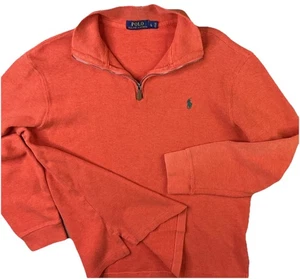 Polo Ralph Lauren Sweater 1/4 Zip Pullover Mockneck Orange Men Sz L Pony - Picture 1 of 7