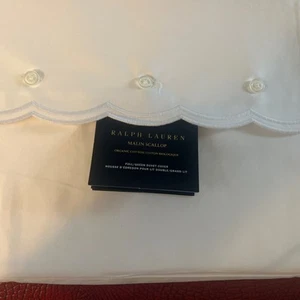 Ralph Lauren Home Queen Duvet Cover Malin Scallop Studio White Cotton New - Picture 1 of 3