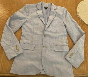 JCrew Crewcuts Thompson Boys Blazer Jacket Light 100% Cotton Blue Sz 16 LKNU - Picture 1 of 3