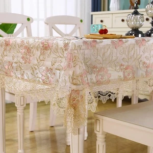 Lace Table Clothes for Rectangle Tables Rose Flower Tablecloth Shabby Chic Em... - Picture 1 of 9