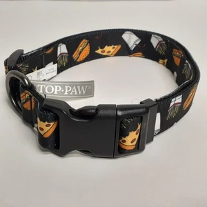 Top Paw Black Junk Food Nylon Collar Large 16.8" - 26" - Picture 1 of 7