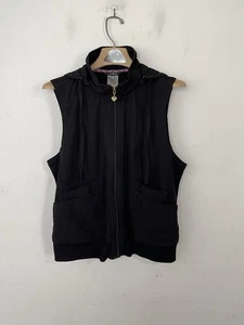 Heartsoul Vest Womens Medium Black Y2k Punk Goth Hooded Sleeveless Zip Front - Picture 1 of 7