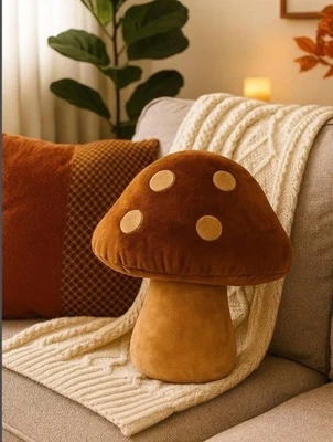 Mushroom Plush Pillow 45cm – Cozy Fall Decor, Farmhouse Minimalist Gift - Image 1 of 2