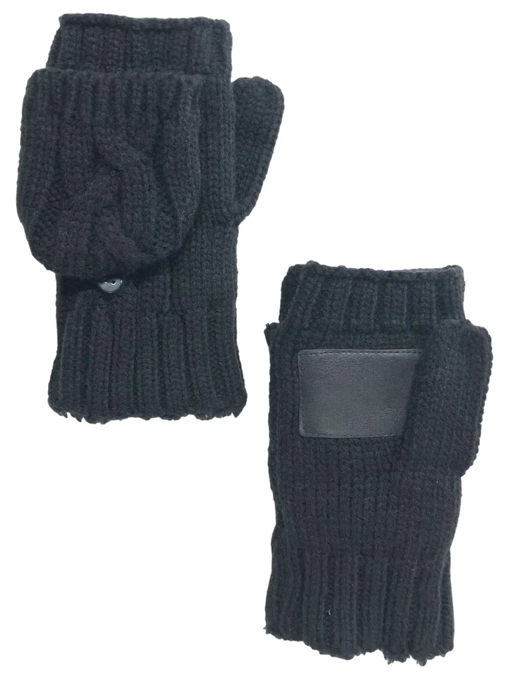 Isotoner женщин черный кабель трикотажа шерпа мягкий пальцами трансформируемый перчатки - Изображение 1 из 1