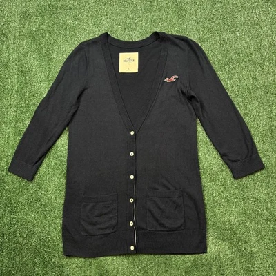 Cárdigan Hollister vintage Y2K para mujer talla L azul cuello en V ligero informal Foto 1 de 4