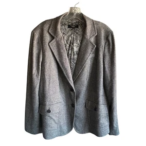Talbots Woman Wool Blend Blazer Gray Career Jacket Size 14W - Picture 1 of 8