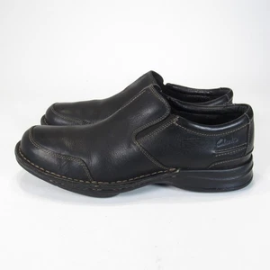 Clarks Wave Slip-On Shoes Mens Size 9.5 Black Leather Comfort Casual Loafers - Picture 1 of 16