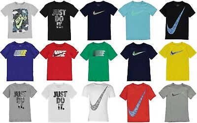 New Boys Nike Cotton Swoosh Just Do It T Shirt Top Size Age 7-15 NEW COLOUR • 12.03€