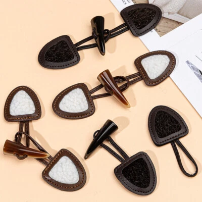 PU Leather Sew-On Toggles with Resin Horn Button Closures DIY Sewing Accessorie - Image 1 of 4
