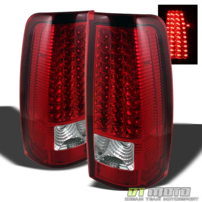 1999-2006 GMC Sierra 1500 2500 3500 Red Clear LED Tail Lights Lamps Left+Right - Image 1 of 2