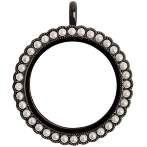 Origami Owl Large Black  with Pearls Twist Locket   - Picture 1 of 1