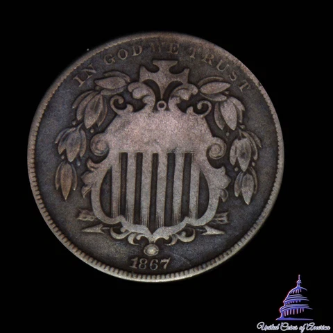 1867 Shield 5 Cents No Rays Cover
