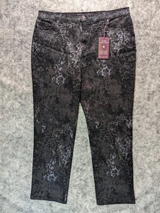 GV AMANDA Jeans Women 16 Black Print Floral - Picture 1 of 20