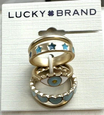 $35 Lucky Brand Evil Eye Heart Star Stack Juego de Anillos, Talla 5/6/7 NUEVO Foto 1 de 4