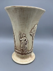 Vase Übertopf Griechische Kunstkeramik Keramik mit Perlenglasur geprägt 7" Vintage - Bild 1 von 9