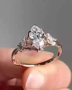 2 CT Marquise Cut Lab Created Diamond Women's Wedding Ring 14K Rose Gold Plated - Picture 1 of 6
