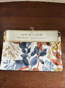 Allen + Roth Fall Floral With Blue 14”x72” Table Runner New Model R-CLLEAF-999 - Picture 1 of 5