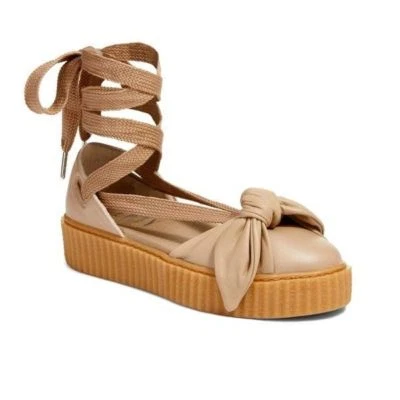 Puma FENTY Rihanna Womens Leather Strappy Lace Up Sandals Creepers Beige $140 - Image 1 of 4