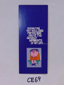 VINTAGE 1960'S AMERICAN GREETINGS HI-BROWS CARD-GET WELL CARD-SADDEST MOMENTS - Picture 1 of 6