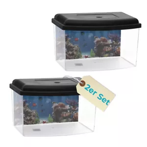 2x Nano Aquarium Terrarium Garnelen Triops Mini Becken Acrylglas Deckel Rückwand - Bild 1 von 5