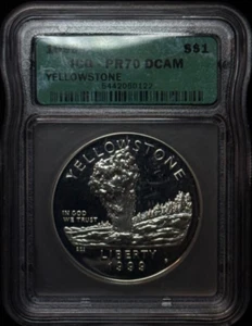1999 P - ICG PR70 DCAM - Yellowstone Proof Commemorative Silver Dollar Coin - Picture 1 of 2