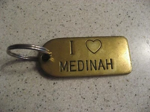 Vtg Lowell Sigmund I "Heart" Love Medinah Brass Keychain Country Club 1981 - Picture 1 of 4