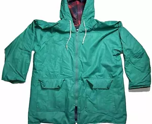 Vintage Misty Harbor Flannel Lined Rain Jacket Size Large Teal Green - Picture 1 of 14